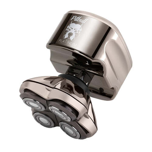 Pitbull Platinum PRO PX5 shaver with silver finish and ergonomic head shaving handle